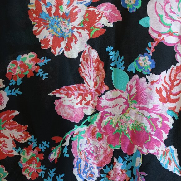 Zara black pink floral blouse shirt top S SM Small - Picture 12 of 16